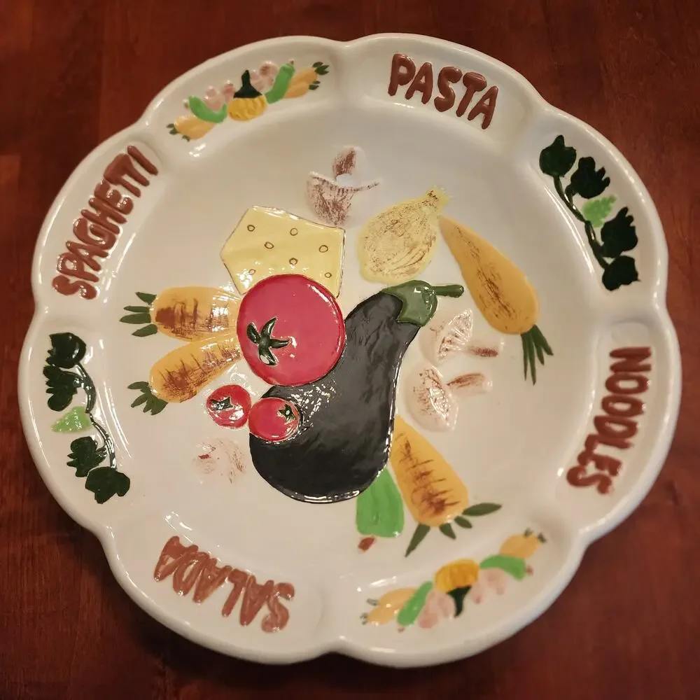 Ceramic Pasta Bowl Veggies Handpainted